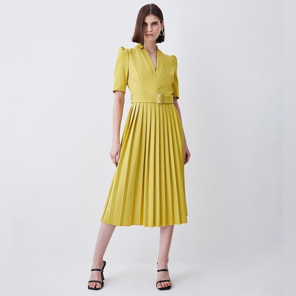 Karen Millen Dresses & Skirts - NWT KAREN MILLEN Structured Crepe Forever Pleat Belted Midi Dress $439
